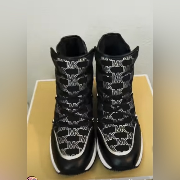 MICHAEL KORS LULA LOGO SLIP ON EMBELLISHED BLACK AND SILVER BOOTIES - Picture 7 of 7